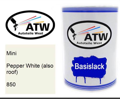 Mini, Pepper White (also roof), 850: 500ml Lackdose, von ATW Autoteile West.